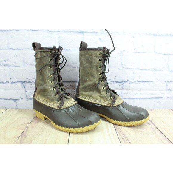 LL Bean 10" Signature Waxed Canvas Maine Hunting Shoe Steel Shank 7 M - Picture 5 of 10